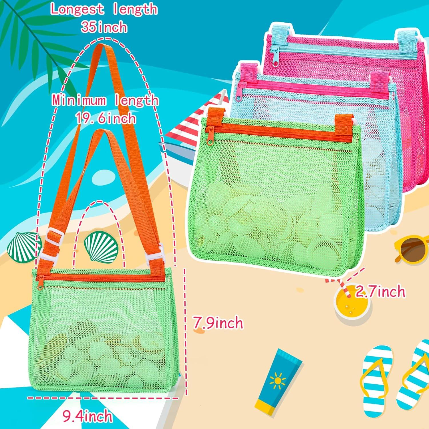 imageTagitary Beach Toy Mesh Beach Bag Kids Shell Collecting Bag Beach Sand Toy Totes for Holding Shells Beach Toys Sand Toys Swimming Accessories for Boys and GirlsOnly BagsA Set of 3Light Pinkbluegreen