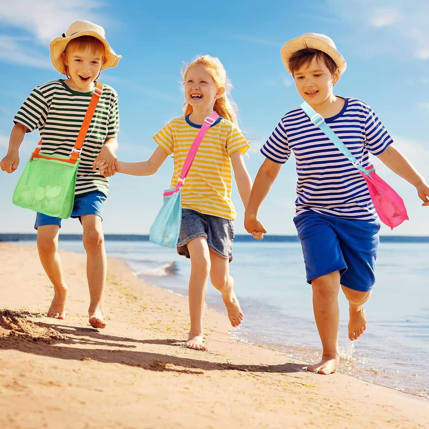 imageTagitary Beach Toy Mesh Beach Bag Kids Shell Collecting Bag Beach Sand Toy Totes for Holding Shells Beach Toys Sand Toys Swimming Accessories for Boys and GirlsOnly BagsA Set of 3Light Pinkbluegreen