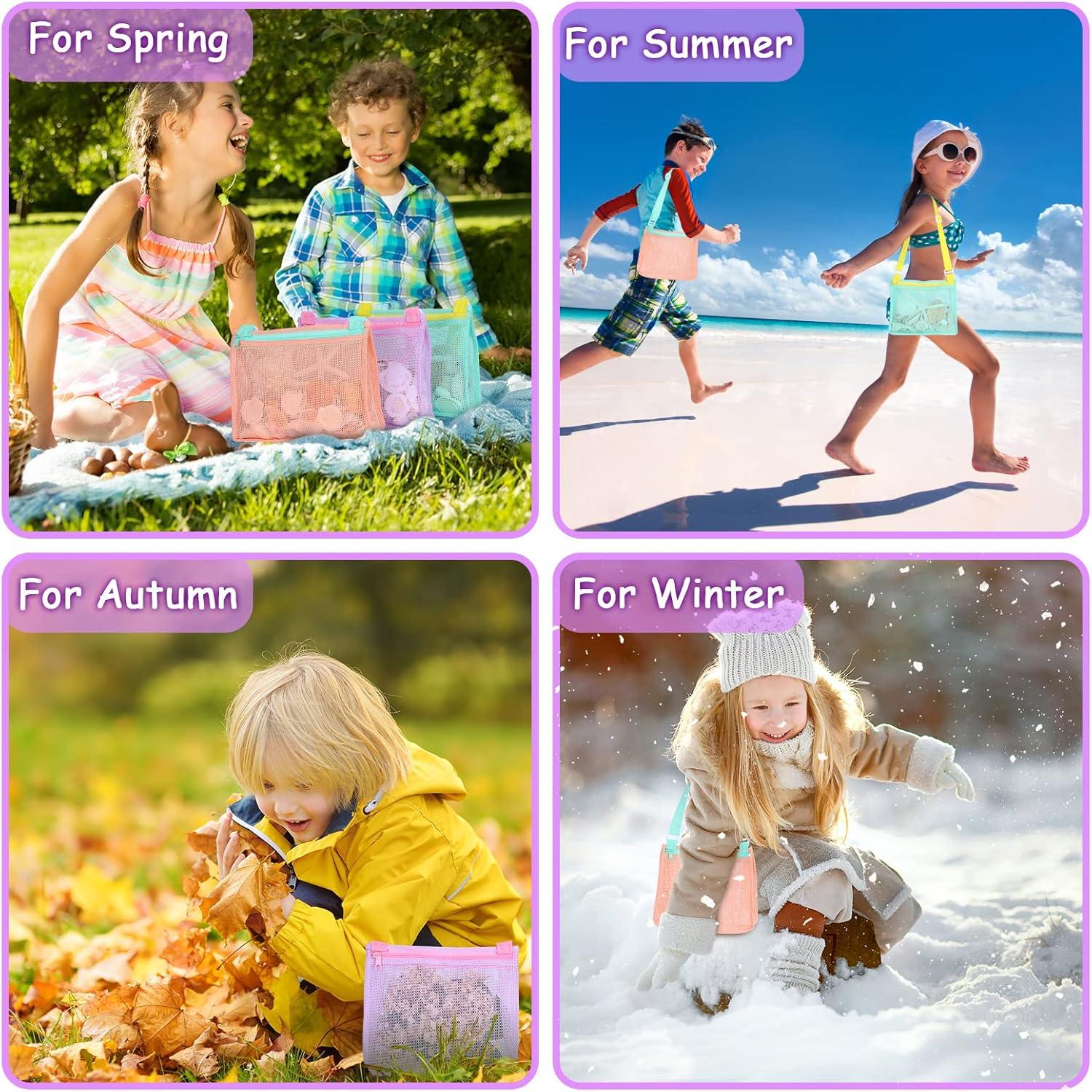 imageTagitary Beach Toy Mesh Beach Bag Kids Shell Collecting Bag Beach Sand Toy Totes for Holding Shells Beach Toys Sand Toys Swimming Accessories for Boys and GirlsOnly BagsA Set of 3Mintpeachlavender