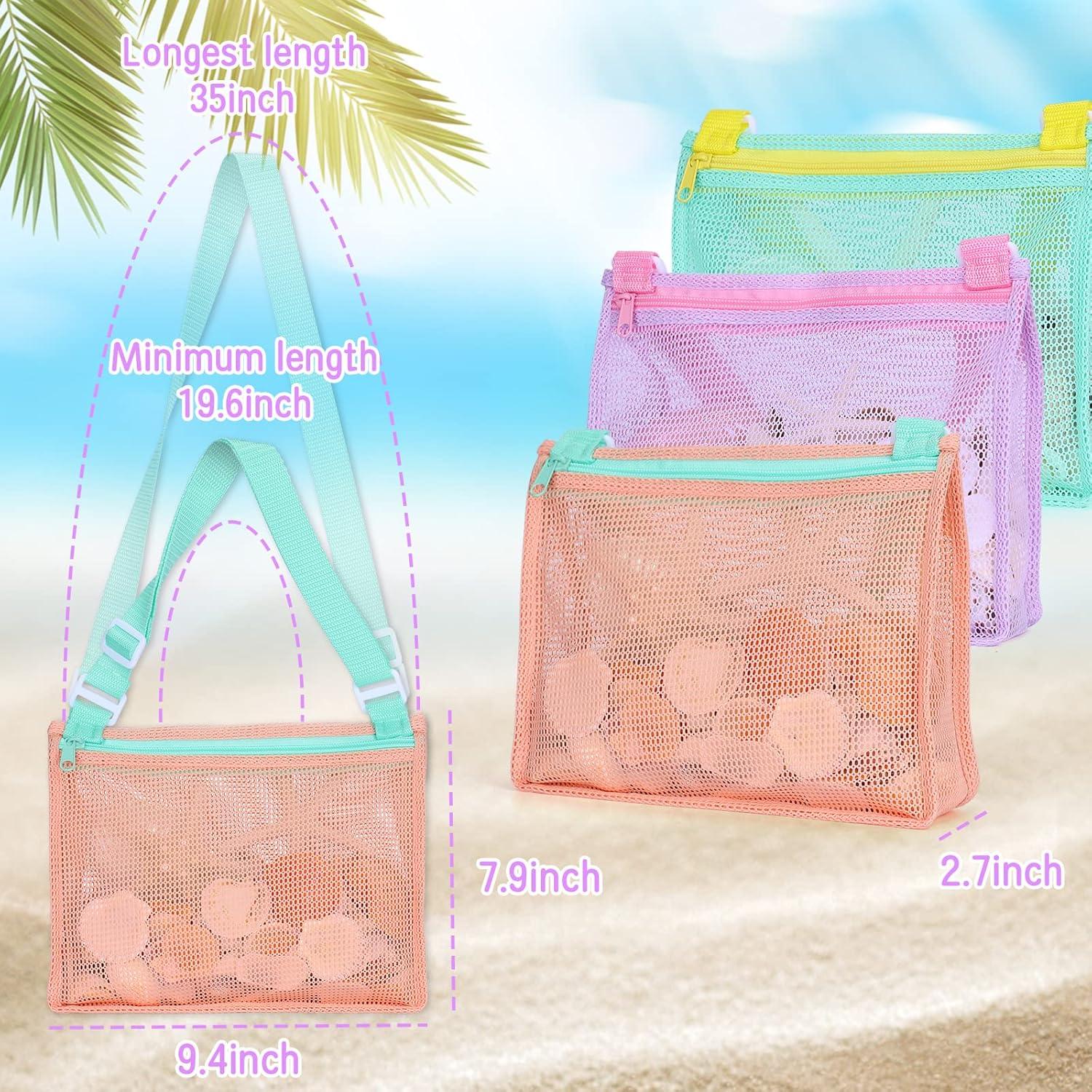 imageTagitary Beach Toy Mesh Beach Bag Kids Shell Collecting Bag Beach Sand Toy Totes for Holding Shells Beach Toys Sand Toys Swimming Accessories for Boys and GirlsOnly BagsA Set of 3Mintpeachlavender