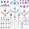 imagePrincess Pretend Jewelry Toy 48 Pcs Jewelry Dress Up Play Set for Girls Included Tiaras Necklaces Wands Rings Earrings and Bracelets Kids Play Jewelry Set for Girls