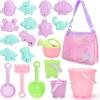 imageTagitary Beach Sand Toys Set for Kids 310 with Bucket Watering Can Shovel Rake Sand Molds Beach Shell BagApink