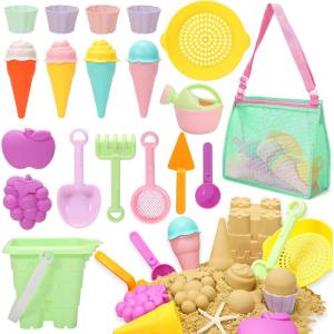 imageTagitary Beach Sand Toys Set for Kids 310 with Bucket Watering Can Shovel Rake Sand Molds Beach Shell BagAice Cream