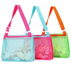 imageTagitary Beach Toy Mesh Beach Bag Kids Shell Collecting Bag Beach Sand Toy Totes for Holding Shells Beach Toys Sand Toys Swimming Accessories for Boys and GirlsOnly BagsA Set of 3Light Pinkbluegreen