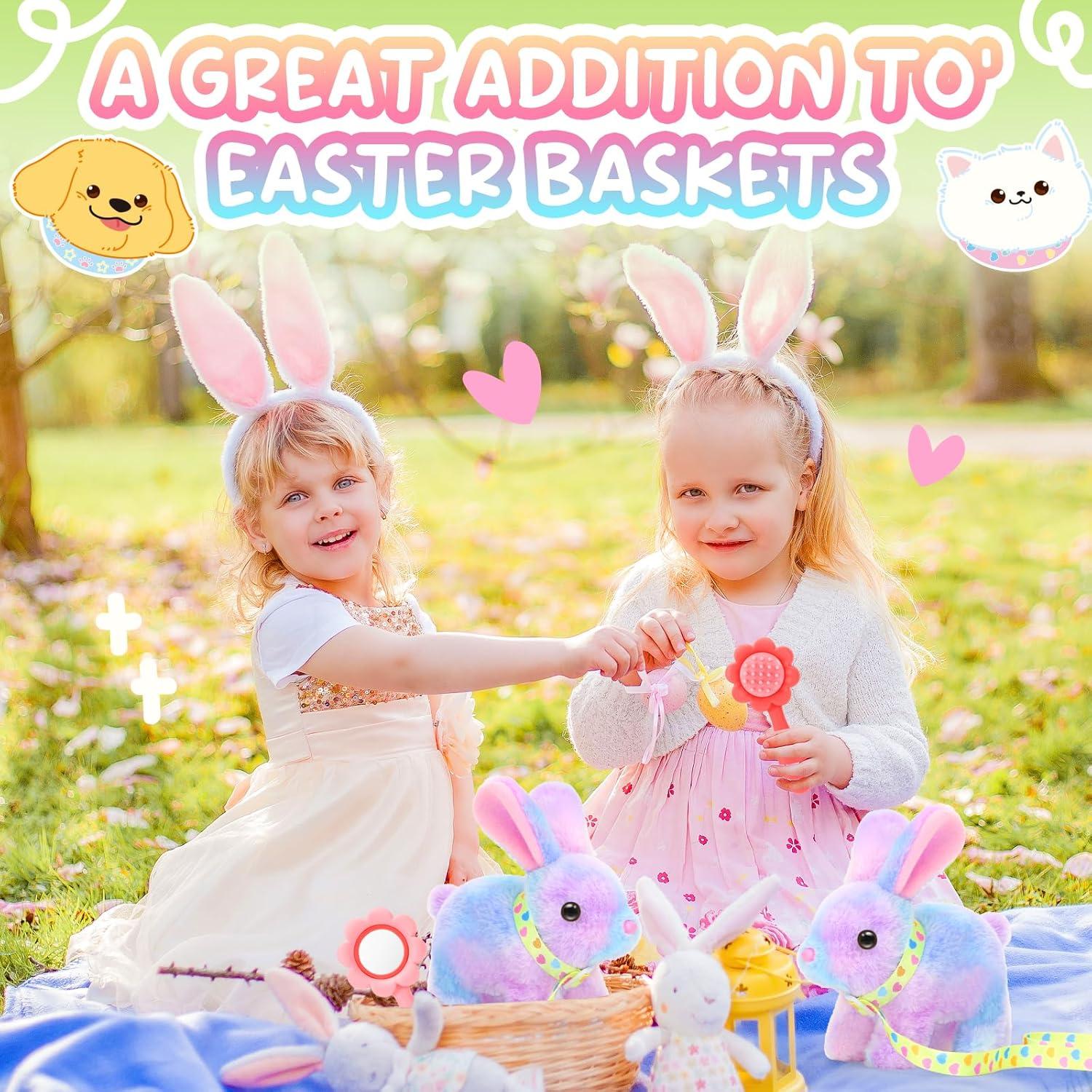 imageTagitary Plush Bunny Toy for KidsInteractive Realistic Bunny with SoundsWalkingEars WigglingTwitch Mouth and NoseHopping Rabbit Toys Easter Christmas Birthday Gift for ToddlersC