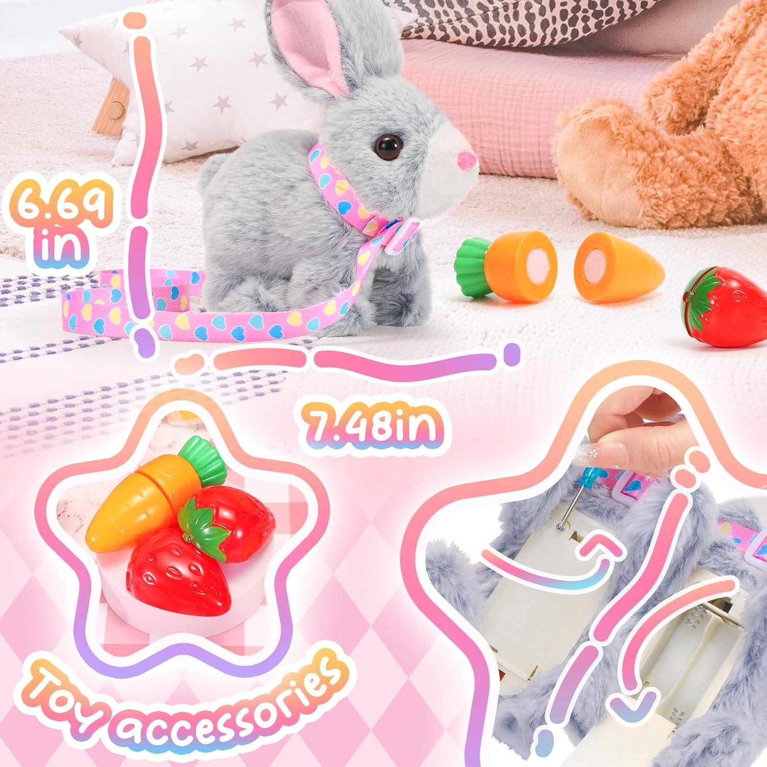 imageTagitary Plush Bunny Toy for KidsInteractive Realistic Bunny with SoundsWalkingEars WigglingTwitch Mouth and NoseHopping Rabbit Toys Easter Christmas Birthday Gift for ToddlersB