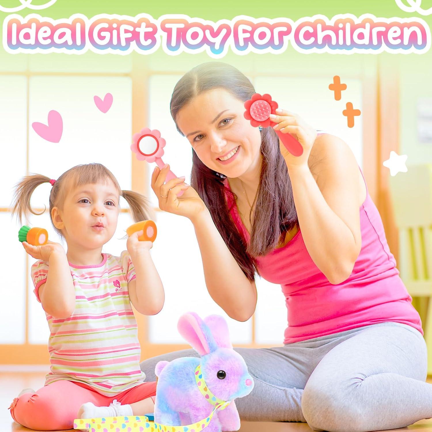 imageTagitary Plush Bunny Toy for KidsInteractive Realistic Bunny with SoundsWalkingEars WigglingTwitch Mouth and NoseHopping Rabbit Toys Easter Christmas Birthday Gift for ToddlersC