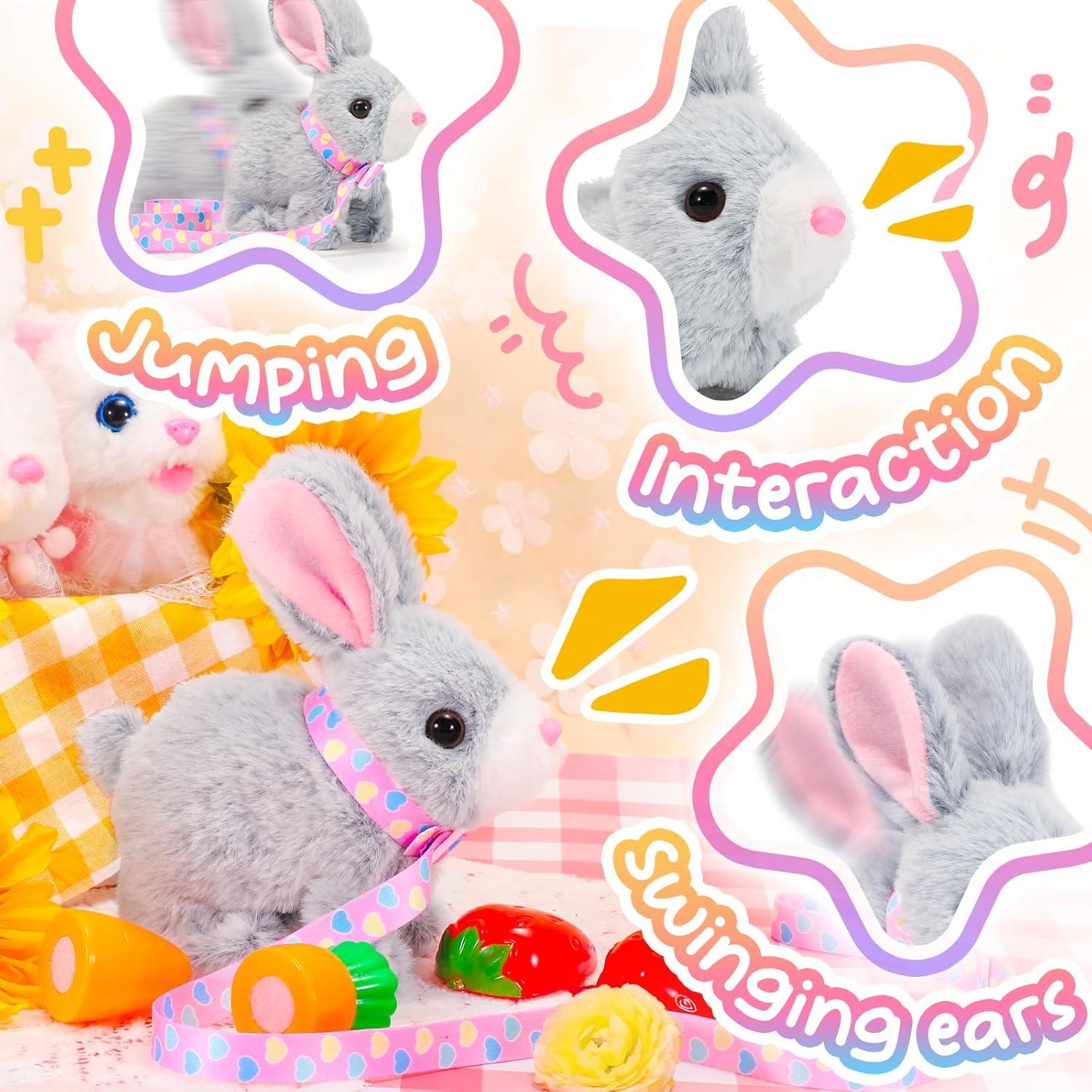 imageTagitary Plush Bunny Toy for KidsInteractive Realistic Bunny with SoundsWalkingEars WigglingTwitch Mouth and NoseHopping Rabbit Toys Easter Christmas Birthday Gift for ToddlersB