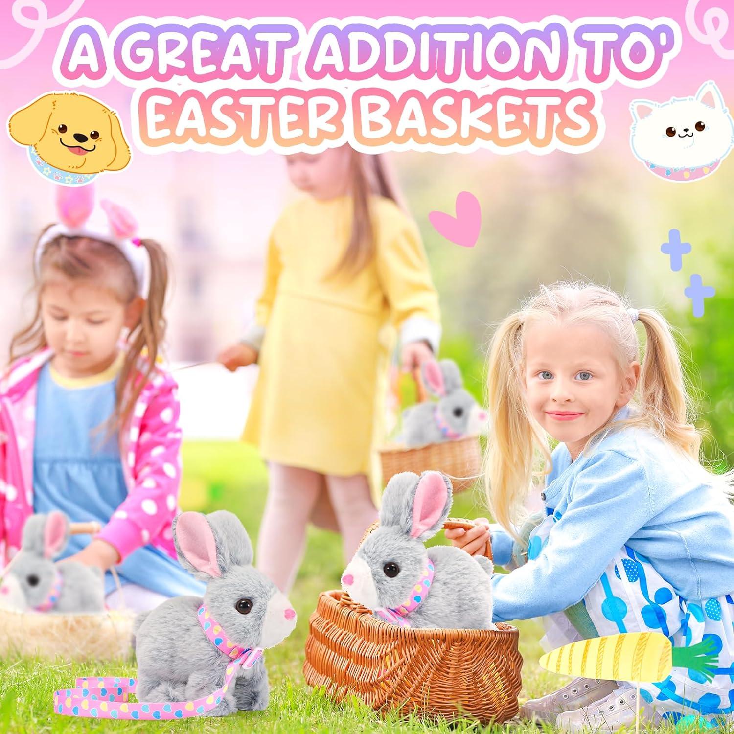 imageTagitary Plush Bunny Toy for KidsInteractive Realistic Bunny with SoundsWalkingEars WigglingTwitch Mouth and NoseHopping Rabbit Toys Easter Christmas Birthday Gift for ToddlersB