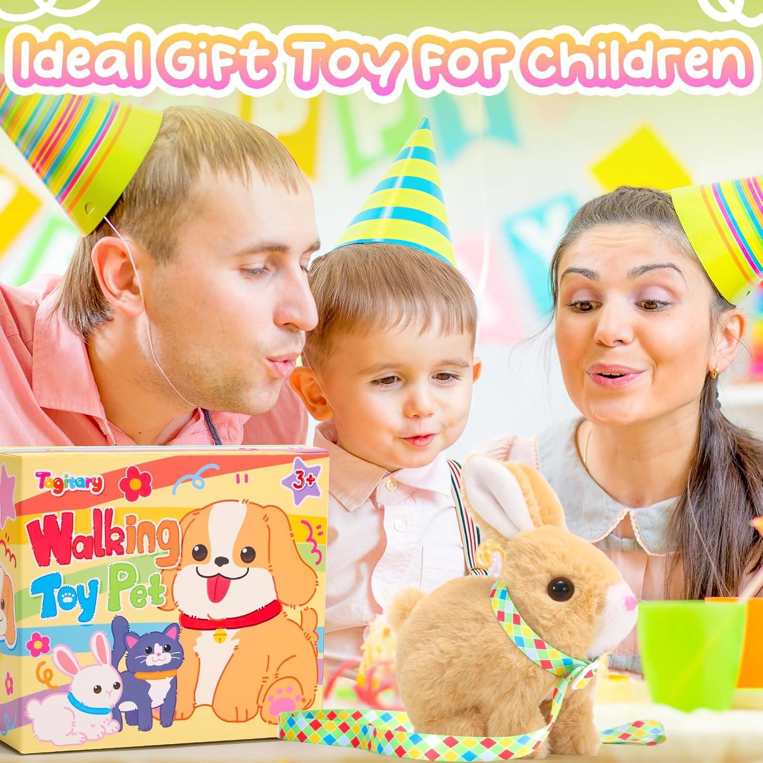 imageTagitary Plush Toys Bunny Electronic Toy with SoundsWiggling EarsHoppingTwitching Mouth and Nose Interactive Rabbit Toy for Kids with LeashEaster Birthday Gift for Toddlers KidsYellow