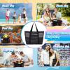 imageTagitary Mesh Beach Bag with Zipper Large Beach Tote Waterproof Sandproof with 8 Pockets for Toys Pool Bag Beach AccessoriesBlack