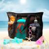 imageTagitary Mesh Beach Bag with Zipper Large Beach Tote Waterproof Sandproof with 8 Pockets for Toys Pool Bag Beach AccessoriesBlack