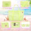 imageTagitary Mesh Beach Bag with Zipper Large Beach Tote Waterproof Sandproof with 8 Pockets for Toys Pool Bag Beach AccessoriesGreen