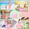 imageTagitary Mesh Beach Bag with Zipper Large Beach Tote Waterproof Sandproof with 8 Pockets for Toys Pool Bag Beach AccessoriesPink
