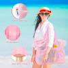 imageTagitary Mesh Beach Bag with Zipper Large Beach Tote Waterproof Sandproof with 8 Pockets for Toys Pool Bag Beach AccessoriesPink
