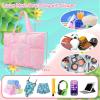 imageTagitary Mesh Beach Bag with Zipper Large Beach Tote Waterproof Sandproof with 8 Pockets for Toys Pool Bag Beach AccessoriesPink