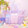 imageTagitary Mesh Beach Bag with Zipper Large Beach Tote Waterproof Sandproof with 8 Pockets for Toys Pool Bag Beach AccessoriesPurple