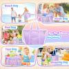 imageTagitary Mesh Beach Bag with Zipper Large Beach Tote Waterproof Sandproof with 8 Pockets for Toys Pool Bag Beach AccessoriesPurple