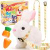 imageTagitary Plush Toys Bunny Electronic Toy with SoundsWiggling EarsHoppingTwitching Mouth and Nose Interactive Rabbit Toy for Kids with LeashEaster Birthday Gift for Toddlers KidsWhite