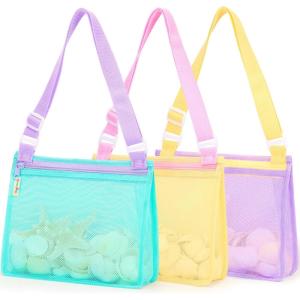 imageTagitary Beach Toys Mesh Beach Bags Sand Toys Kids Seashell Bag with ZipperOutdoor Toys Travel Summer Must Have Accessories for Boys and GirlsOnly Bags
