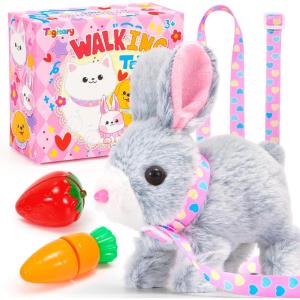 imageTagitary Plush Bunny Toy for KidsInteractive Realistic Bunny with SoundsWalkingEars WigglingTwitch Mouth and NoseHopping Rabbit Toys Easter Christmas Birthday Gift for ToddlersB