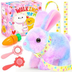 imageTagitary Plush Bunny Toy for KidsInteractive Realistic Bunny with SoundsWalkingEars WigglingTwitch Mouth and NoseHopping Rabbit Toys Easter Christmas Birthday Gift for ToddlersC