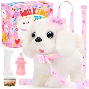 imageTagitary Plush Toy Electronic Dog Toys for KidsInteractive Pet Puppy WalkingBarking and Tail WaggingFake Dog Toy with LeashEaster Christmas Birthday Gift for Toddlers KidsB