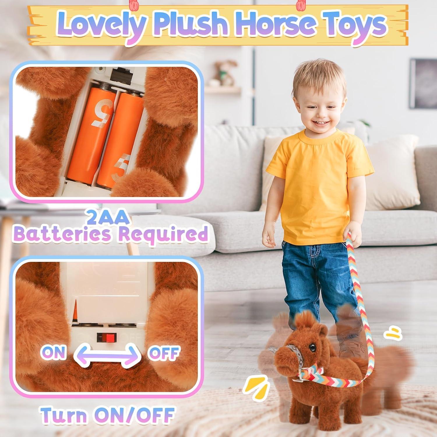imageTagitary Plush Horse Toys for KidsElectronic Interactive Plush Toys with Leash That Making SoundsWalkingand Wagging TailStuffed Horse Realistic Pet for Boys GirlsBrown