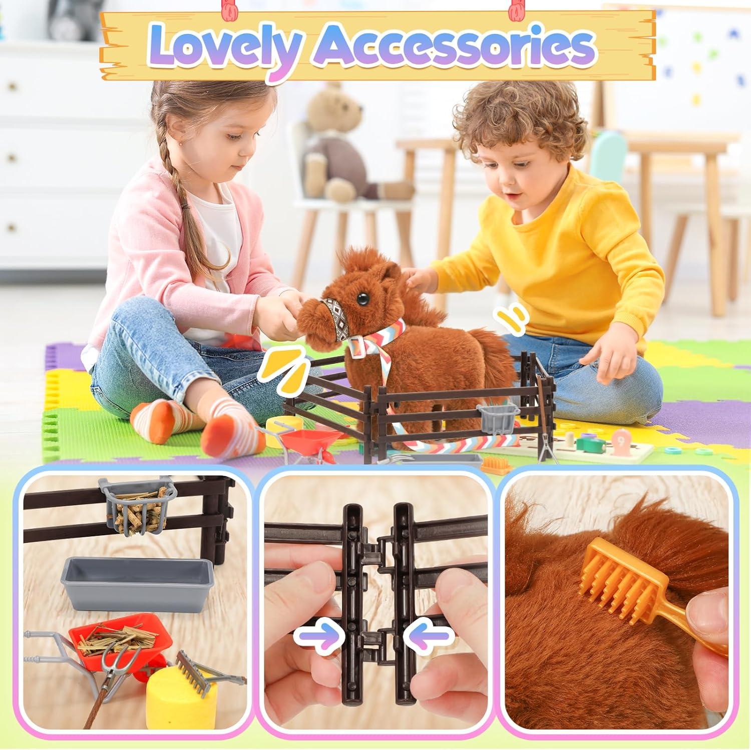 imageTagitary Plush Horse Toys for KidsElectronic Interactive Plush Toys with Leash That Making SoundsWalkingand Wagging TailStuffed Horse Realistic Pet for Boys GirlsBrown