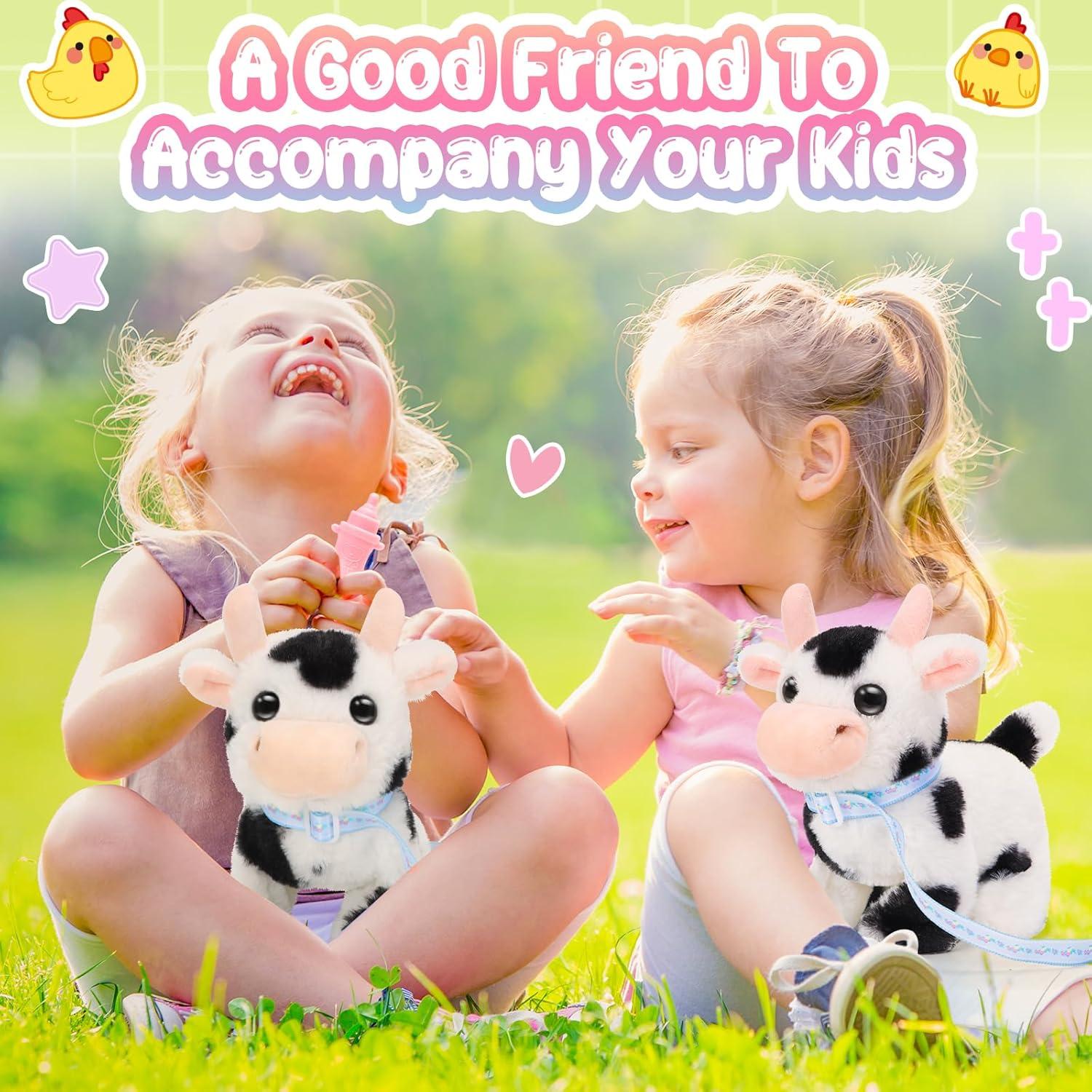 imageTagitary Plush Toys Interactive Toys Cow for KidsWalking Pet Toys Can Make SoundsWag Tail and Nod Head Realistic Stuffed Cattle Toys Birthday Gift for Kids Toddlers