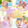imageTagitary Beach Toys Kids Beach Bag Tote with DrawstringYellow Purple Mesh Bag Travel Beach Essentials for Kids Swim Pool Gym Bag Camping Accessories Toys Storage Lightweight Foldable Birthday GiftsPurple Yellow
