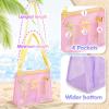 imageTagitary Beach Toys Mesh Beach Bags with Zipper Kids Pool Sand Toys Seashell Crossbody for Boys and Girls Summer Vacation EssentialsPink Purple