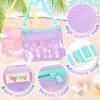 imageTagitary Beach Toys Mesh Beach Bags with Zipper Kids Pool Sand Toys Seashell Crossbody for Boys and Girls Summer Vacation EssentialsPink Purple