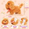 imageTagitary Plush Toys Puppy Electronic Toy Walking and Barking DogsTail Wagging Fake Dog Interactive Dog Toy for Kids with LeashEaster Christmas Birthday Gift for Toddlers KidsA