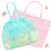 imageTagitary Beach Toys Kids Beach Bag Tote with DrawstringYellow Purple Mesh Bag Travel Beach Essentials for Kids Swim Pool Gym Bag Camping Accessories Toys Storage Lightweight Foldable Birthday GiftsPink Blue