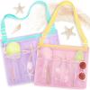 imageTagitary Beach Toys Mesh Beach Bags with Zipper Kids Pool Sand Toys Seashell Crossbody for Boys and Girls Summer Vacation EssentialsPink Purple