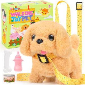 imageTagitary Plush Toys Walking Dog Toys That Can Walk Bark and Wag TailInteractive Electronic Pet Toys Puppy with LeashEaster Christmas Birthday Gift for Toddlers Kids