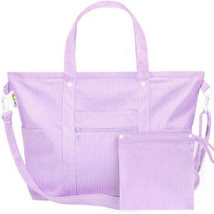 imageTagitary Tote Bag for Women Travel Essentials Purple Large Crossbody Bags with Zipper 8 Pockets Purse Organizer Storage Carry on Luggage Beach Nurse Gym Bag Corduroy Duffle Teacher Birthday Gifts