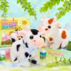 image:imageTagitary Plush Cat and Cow Toys Interactive Electronic Cow amp Cat Small 2 Pack Brown White Black Gray Cotton Plush Soft Fabric 2 AA Batteries Required
